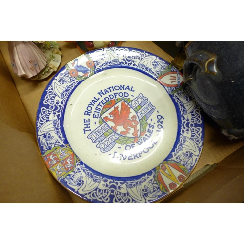 2280 - A box of decorative china and figures, etc. **PLEASE NOTE THIS LOT IS NOT ELIGIBLE FOR IN-HOUSE POST... 