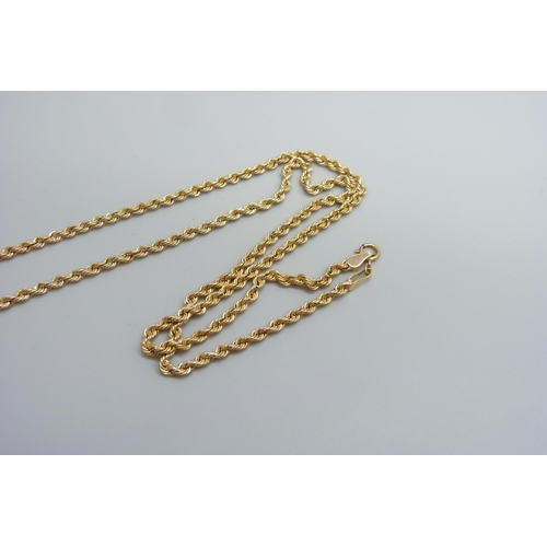 7010 - A 9ct gold rope chain, 3.1g, 50cm