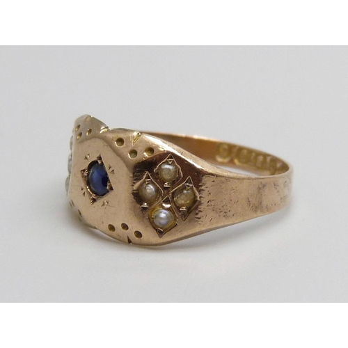 7066 - A Victorian 9ct gold ring, Chester 1886, 1.6g, K