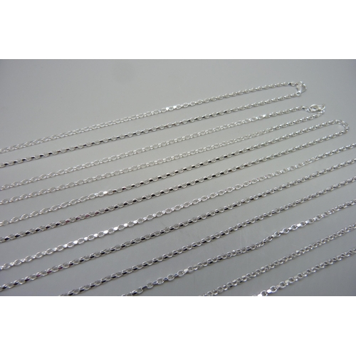 7142 - Six sterling silver 925 box belcher chains, 27g