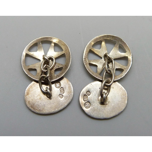 7144 - A pair of Maltese Cross .917 silver cufflinks, cased