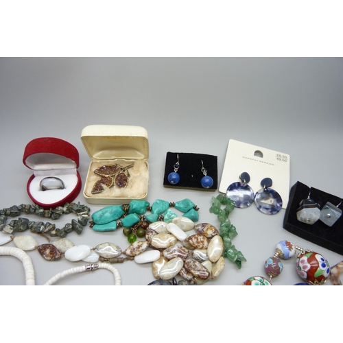 7177 - A collection of stone jewellery including necklaces and earrings, etc.