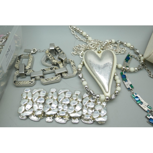 7247 - A collection of silver tone jewellery including a Miracle set, (earrings and necklace), and other na... 