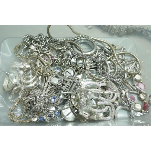 7247 - A collection of silver tone jewellery including a Miracle set, (earrings and necklace), and other na... 