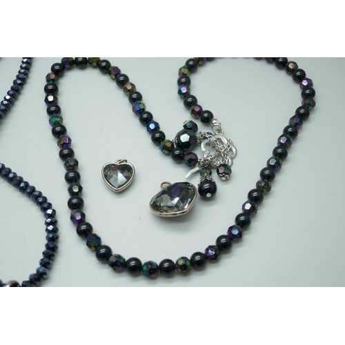 7248 - A collection of bead jewellery together with pendants