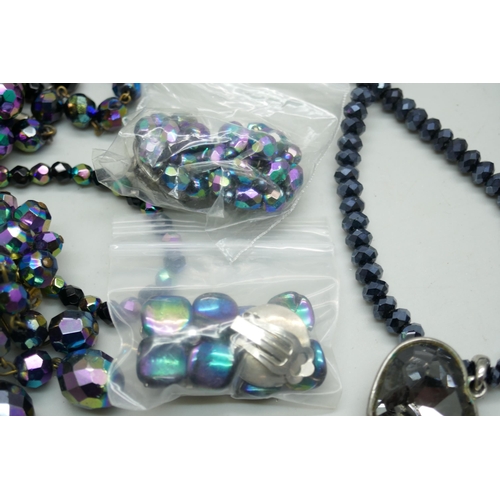 7248 - A collection of bead jewellery together with pendants