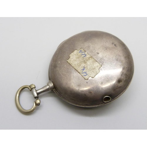 7258 - A silver pair cased pocket watch, Eastland, London, both cases hallmarked London 1792, a/f, lacking ... 