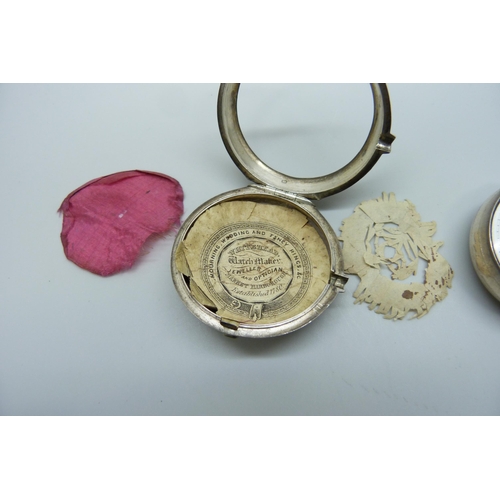 7258 - A silver pair cased pocket watch, Eastland, London, both cases hallmarked London 1792, a/f, lacking ... 