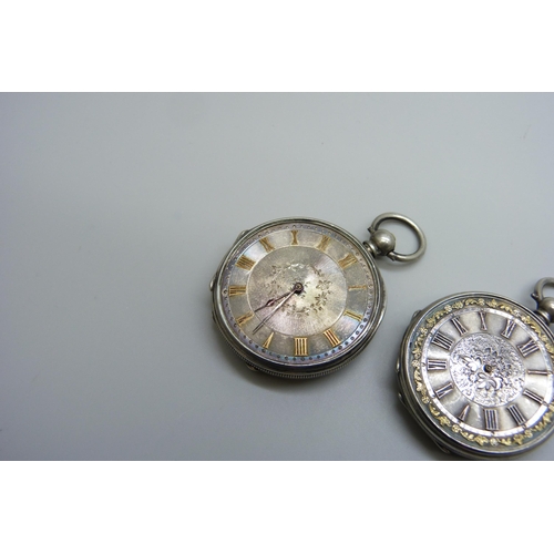 7259 - Two silver fob watches, a/f