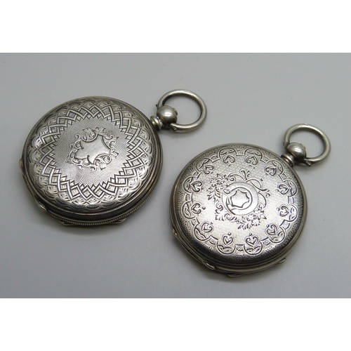 7259 - Two silver fob watches, a/f