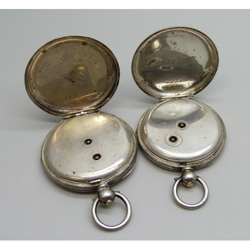 7259 - Two silver fob watches, a/f