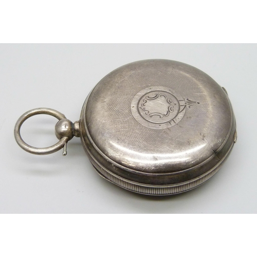 7260 - A heavy silver cased pocket watch, Chester 1907, a/f, total weight 185g