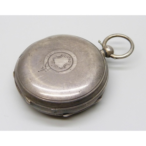 7260 - A heavy silver cased pocket watch, Chester 1907, a/f, total weight 185g