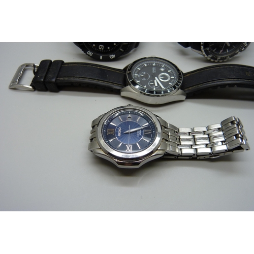 7273 - Four wristwatches including Seiko and Casio