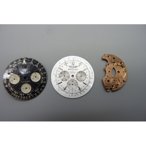 7276 - Two Breitling wristwatch dials, Navitimer and Breitling for Bentley