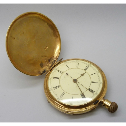 7296 - An 18ct gold cased pocket watch, the case hallmarked Chester 1896, the inner case bears inscription ... 