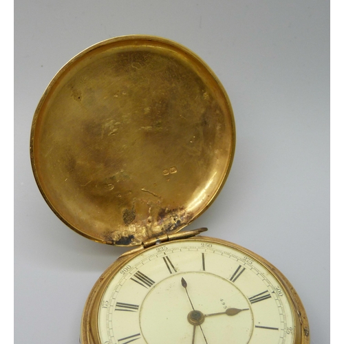 7296 - An 18ct gold cased pocket watch, the case hallmarked Chester 1896, the inner case bears inscription ... 