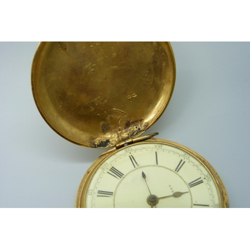 7296 - An 18ct gold cased pocket watch, the case hallmarked Chester 1896, the inner case bears inscription ... 