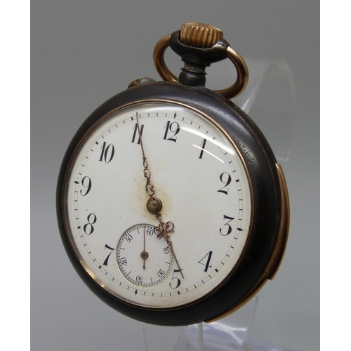 7298 - A Swiss made gunmetal cased repeater pocket watch, the movement marked 6099, 52mm case