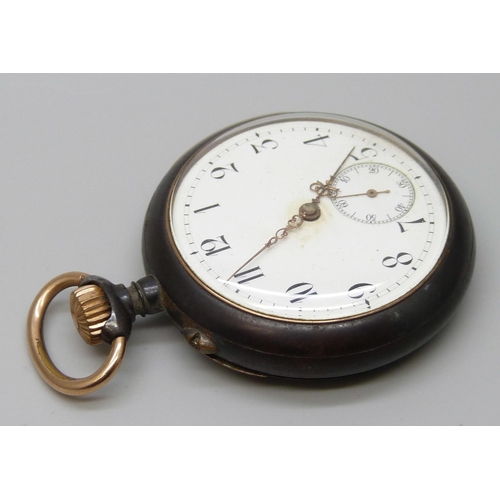 7298 - A Swiss made gunmetal cased repeater pocket watch, the movement marked 6099, 52mm case