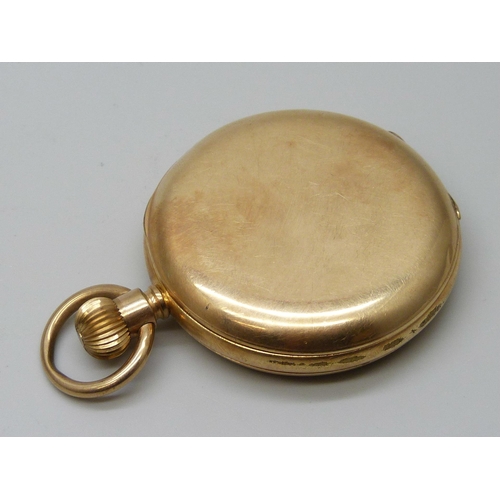 7300 - A gold plated open face Waltham Riverside pocket watch, inner case bears inscription dated 1911