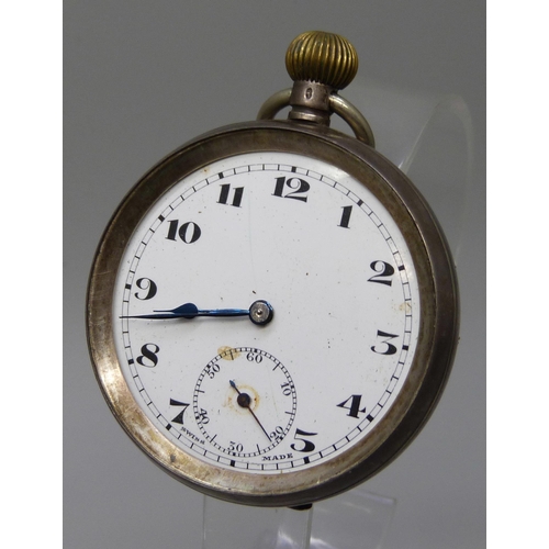 7303 - A silver pocket watch, London import mark for 1919, a/f