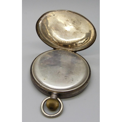 7303 - A silver pocket watch, London import mark for 1919, a/f