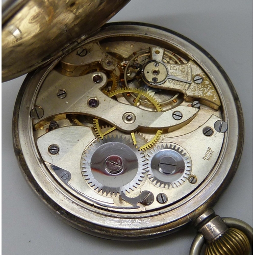 7303 - A silver pocket watch, London import mark for 1919, a/f