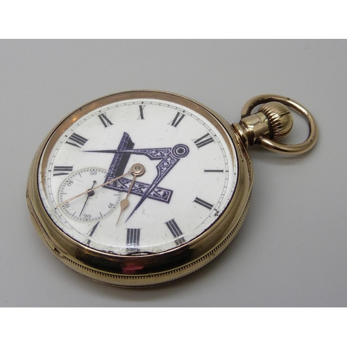 7304 - A Waltham pocket watch with Masonic dial