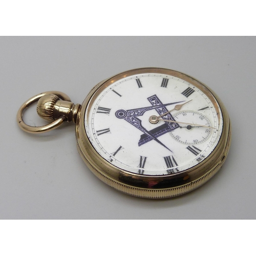 7304 - A Waltham pocket watch with Masonic dial