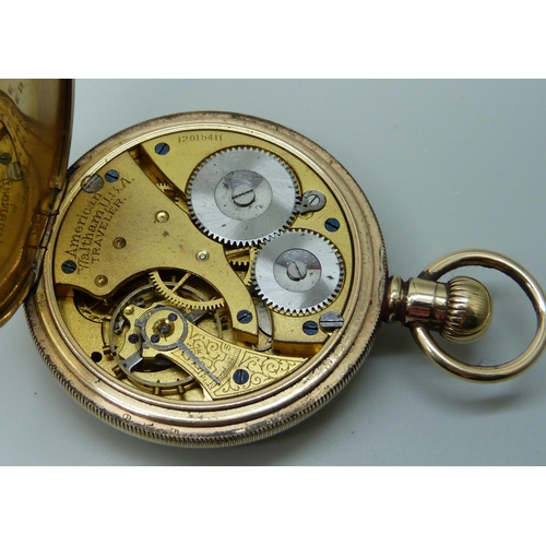 7304 - A Waltham pocket watch with Masonic dial