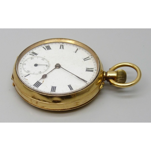 7305 - An 18ct gold case pocket watch, inner case marked 18ct gold, total weight 75.4g, 45mm case