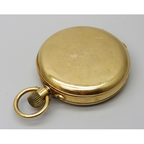 7305 - An 18ct gold case pocket watch, inner case marked 18ct gold, total weight 75.4g, 45mm case