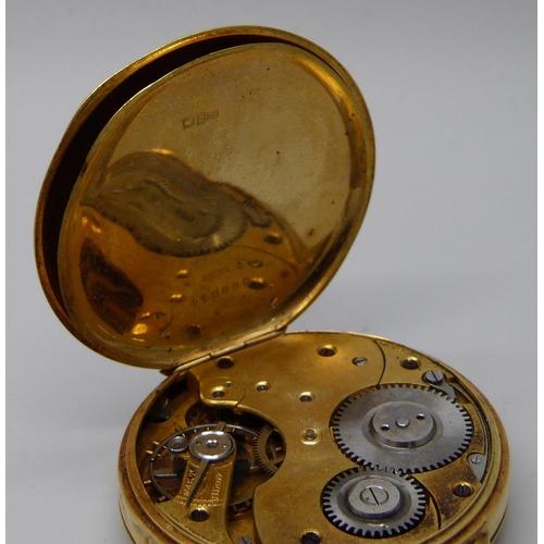 7305 - An 18ct gold case pocket watch, inner case marked 18ct gold, total weight 75.4g, 45mm case