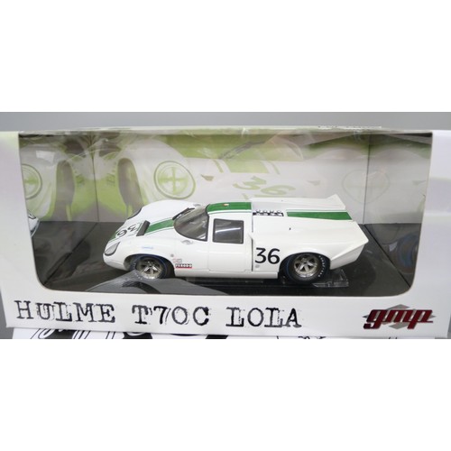 2113 - A model racing car, GMP Hulme T70C Lola, Denny Hulme, boxed, 1 of 1,002