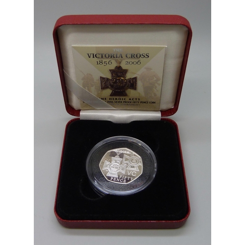 7351 - Coins; a 2006 Victoria Cross 'Award' silver proof 50p coin, with certificate