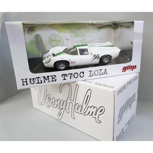 2113 - A model racing car, GMP Hulme T70C Lola, Denny Hulme, boxed, 1 of 1,002