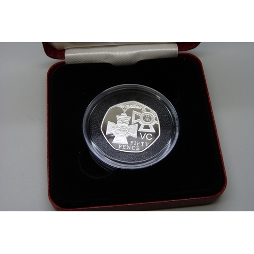 7351 - Coins; a 2006 Victoria Cross 'Award' silver proof 50p coin, with certificate