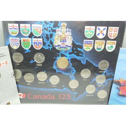 7354 - Two 2008 commemorative coin sets, Canada, Royal Canadian Mint and a Canada 125 set