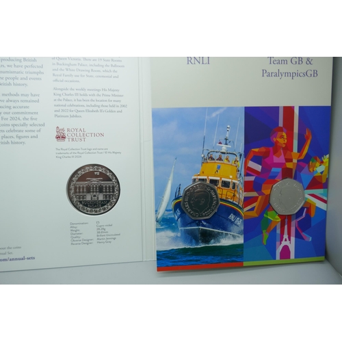 7355 - The Royal Mint, 2024 UK brilliant uncirculated annual coin set, definitives and commemorative coins