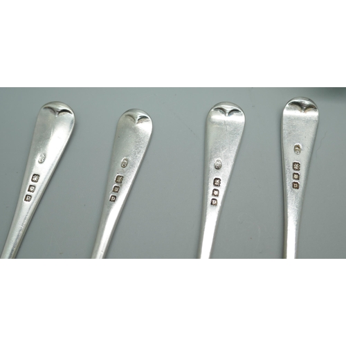 7372 - A collection of silver spoons, 178g, a plated ladle and three other plated items