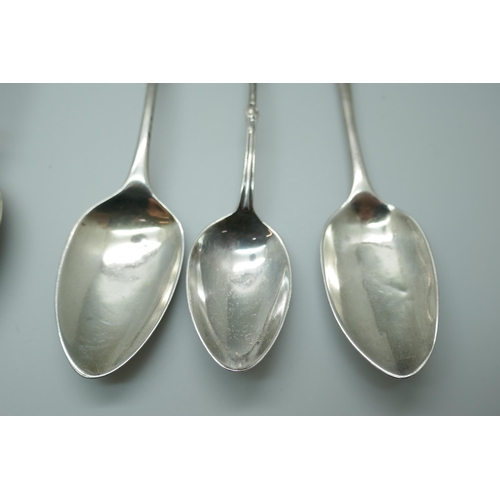 7372 - A collection of silver spoons, 178g, a plated ladle and three other plated items