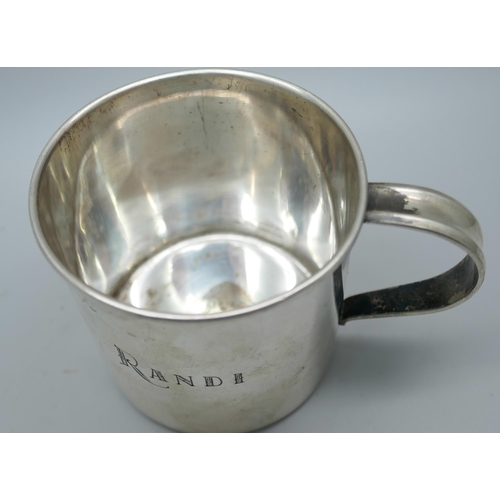 7375 - A David Anderson child's mug, silver 830, 80g, personalised