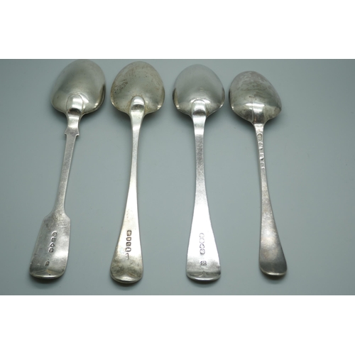 7378 - Two Georgian and two Victorian silver serving spoons, 276g