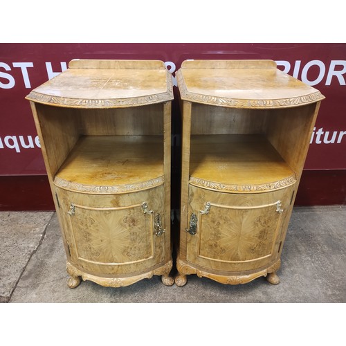 171B - A pair of Queen Anne style burr walnut pot cupboards