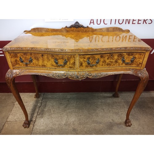 171C - A Queen Anne style burr walnut two drawer serving table