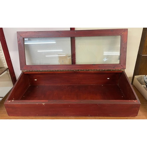 258 - A stained pine table top display case