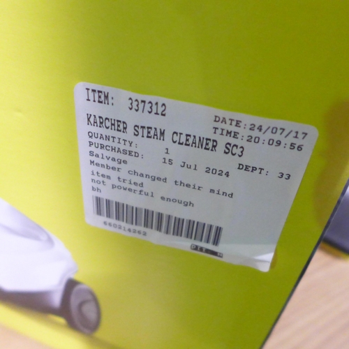 6301 - Karcher Steam Cleaner Sc3  - This lot requires a UK adapter (343-36) *This lot is subject to Vat