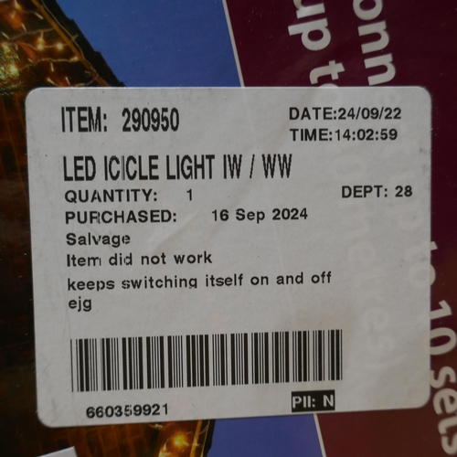 6083 - Warm White Led Icicle Lights (348-133) *This lot is subject to Vat