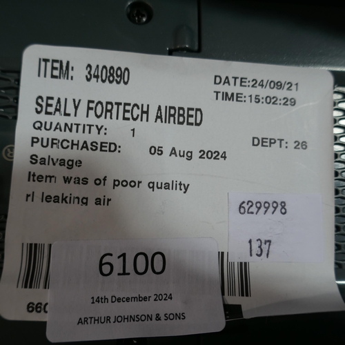 6100 - Sealy Fortech Airbed with Built In Pump   (348-137) *This lot is subject to Vat